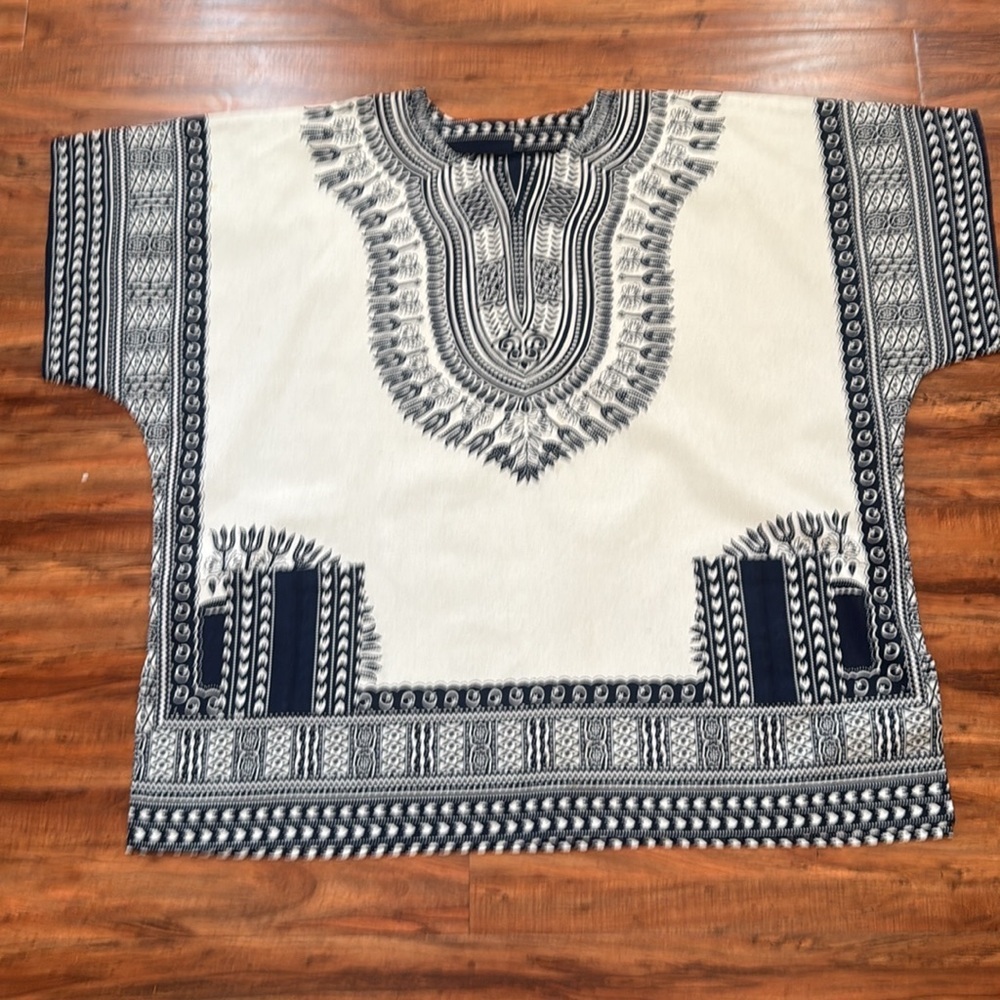 Unisex African Dashiki Short Sleeve Top 100% cotton  EA116 - Picture 5 of 5